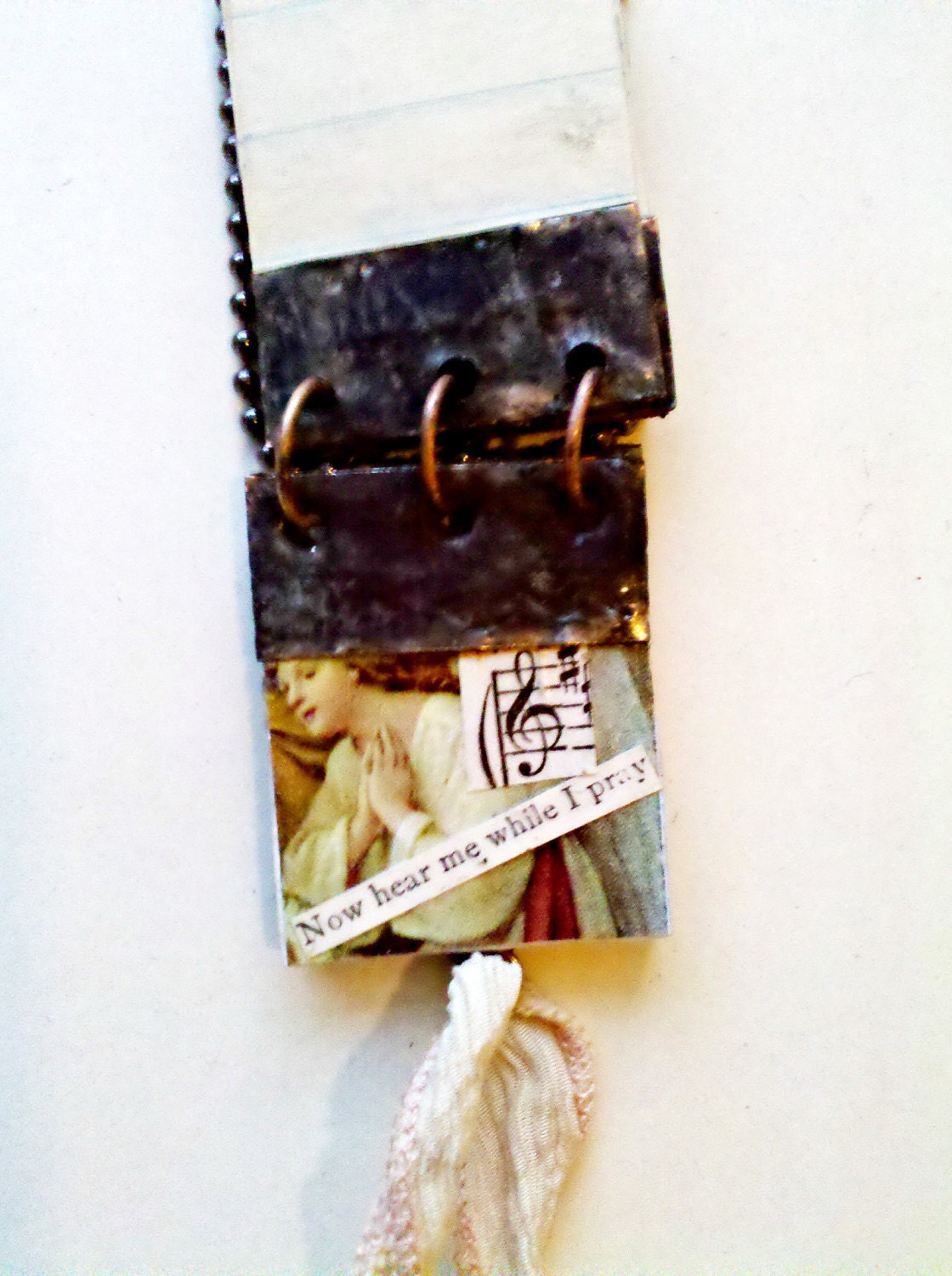 RESERVED FOR DI Collage Art Journal Miniature Book Pendant Glass Journal Tiny Book Jewelry Gift For Writer Gift for Book Lover