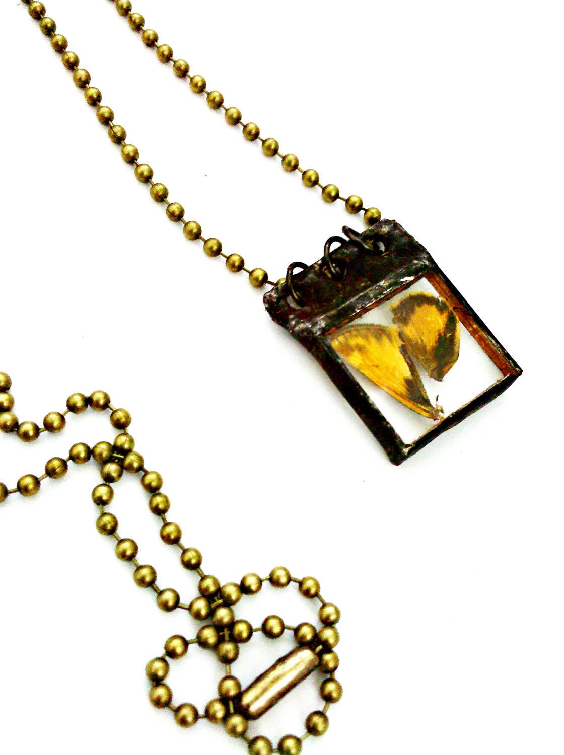 Moth Wings Necklace, Butterfly Wing Jewelry, Soldered Specimen Charm, Wing Necklace, Specimen Jewelry, Moth Charm