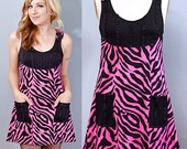 CLEARANCE - Shrinkle Zebra Pocket Dress - MEDIUM