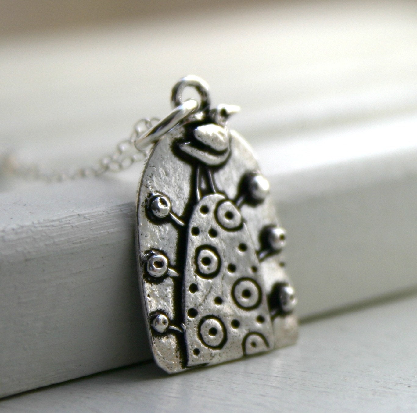 Sterling silver song bird charm necklace - I Sing Because I Am Happy