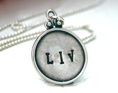 Personalized necklace - Fancy round pendant - Sterling silver hand stamped jewelry - name necklace