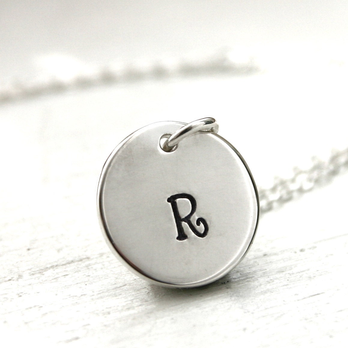 Personalized necklace - ONE initial necklace - hand stamped jewelry