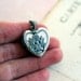 army. heart locket necklace. silver ox