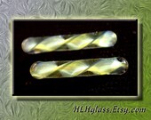 Pyrex Body Jewelry SALE 10 gauge Green Twisty Pair of Plugs Lampwork Glass