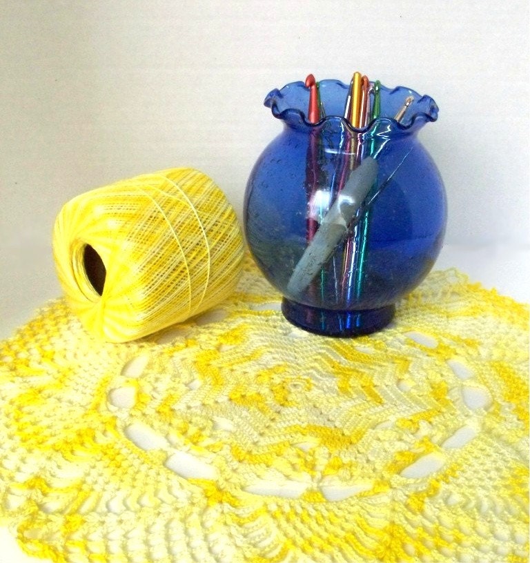 Sunshine Doily Centerpiece in bright Yellow Cotton Thread