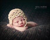 Newborn Photo Prop Hat - Crocheted -  Baby Hat - Petals Upon Petals - Natural Cream