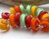 summer salsa spice Lampwork Glass Disc Beads  -  Handmade Glass Bead Set from Ellen Dooley SRA (16)