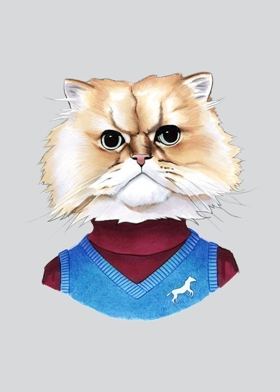 Fuzzy Cat print 5x7