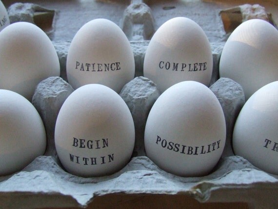CUSTOM ceramic egg with hand stamped personalized word or name- a symbol of spring, hope, and renewal - easter - from Paloma's Nest
