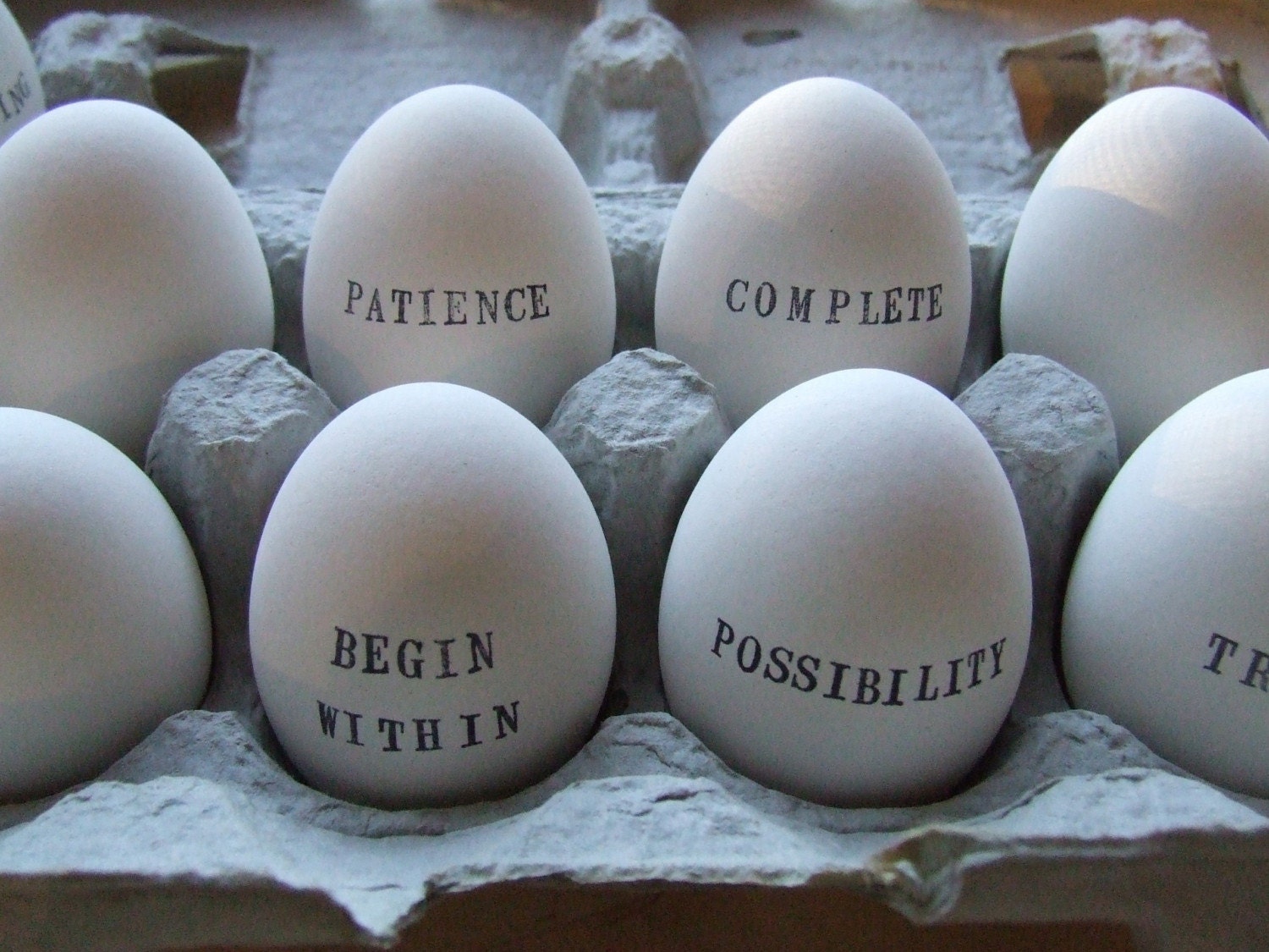 CUSTOM ceramic egg with hand stamped personalized word or name- a symbol of spring, hope, and renewal - easter - from Paloma's Nest