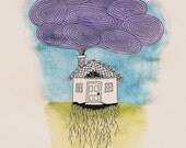 Home -- Original Colored Ink Drawing
