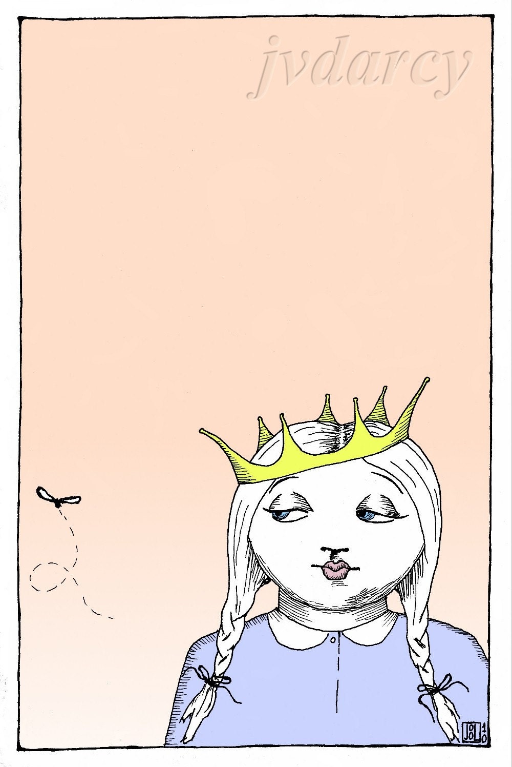 The Frog Princess -- 6 x 9 Digital Print of an Original Ink Drawing