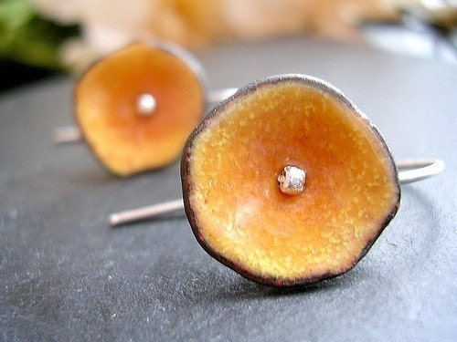Enamel Dangle Earrings, Custom Color Poppy Earrings -made to order in your favorite color