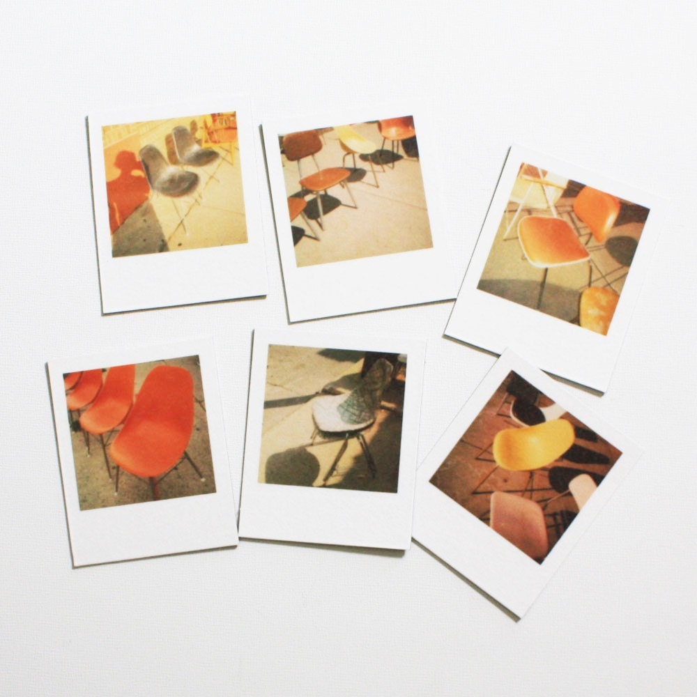 vintage chair polaroid magnets ... set of 6 magnets