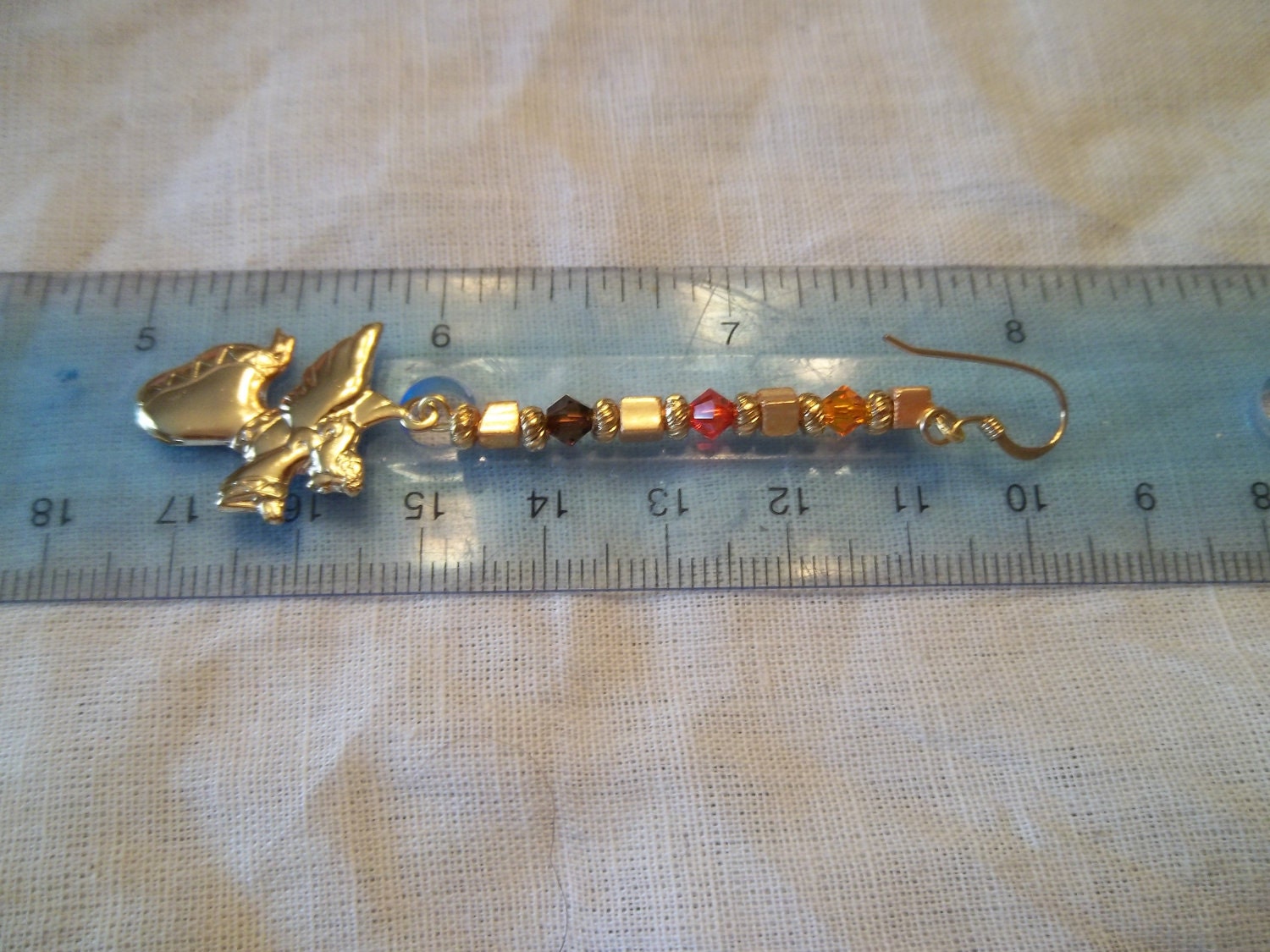 Fall and Angels Gold Angel Dangle Earrings OOAK Fall Colours