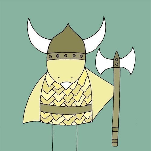 Viking Bird, Cute Nursery Art Print, Nursery Decor