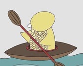 Kids Wall Art, Nursery Art Print, Boy or Girl Room Decor, Kayaking Bird, Children's Decor, Nursery Art