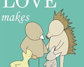 Art for Nursery, Love Makes a Family, Adoption Art, Nursery Art Print