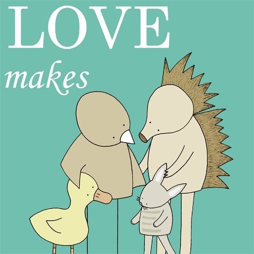 Art for Nursery, Love Makes a Family, Adoption Art, Nursery Art Print