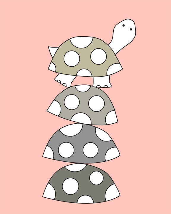 Nursery Decor, Nursery Print, Pink, Nursery Art, Turtle Stack, Art Print, Baby Girl, Turtle Nursery