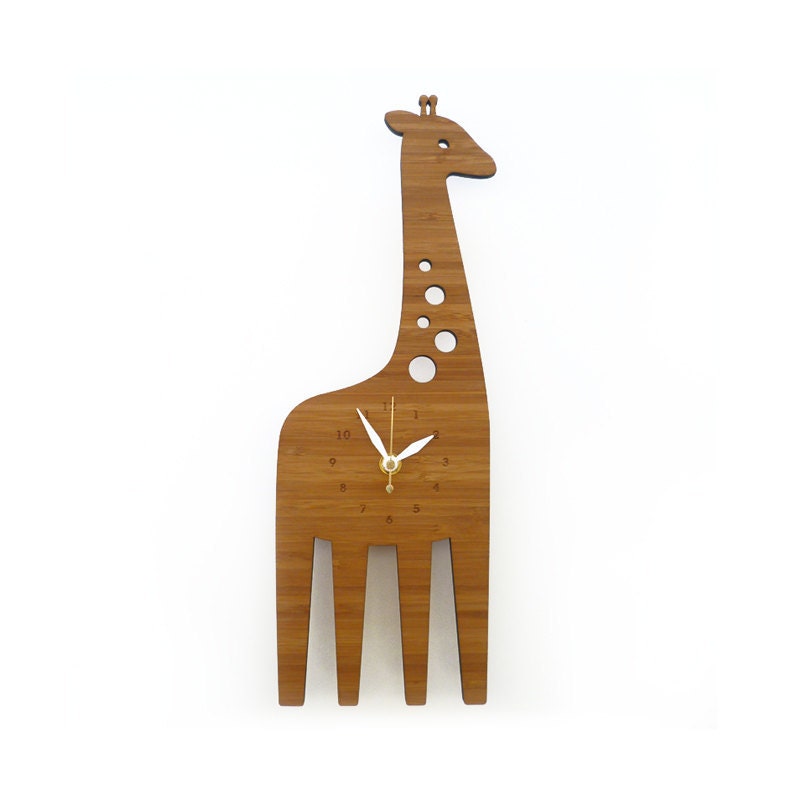 Modern Giraffe Bamboo Wall Clock