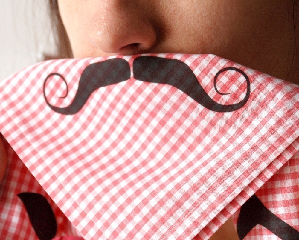 Mustache Handkerchief - Pink Gingham