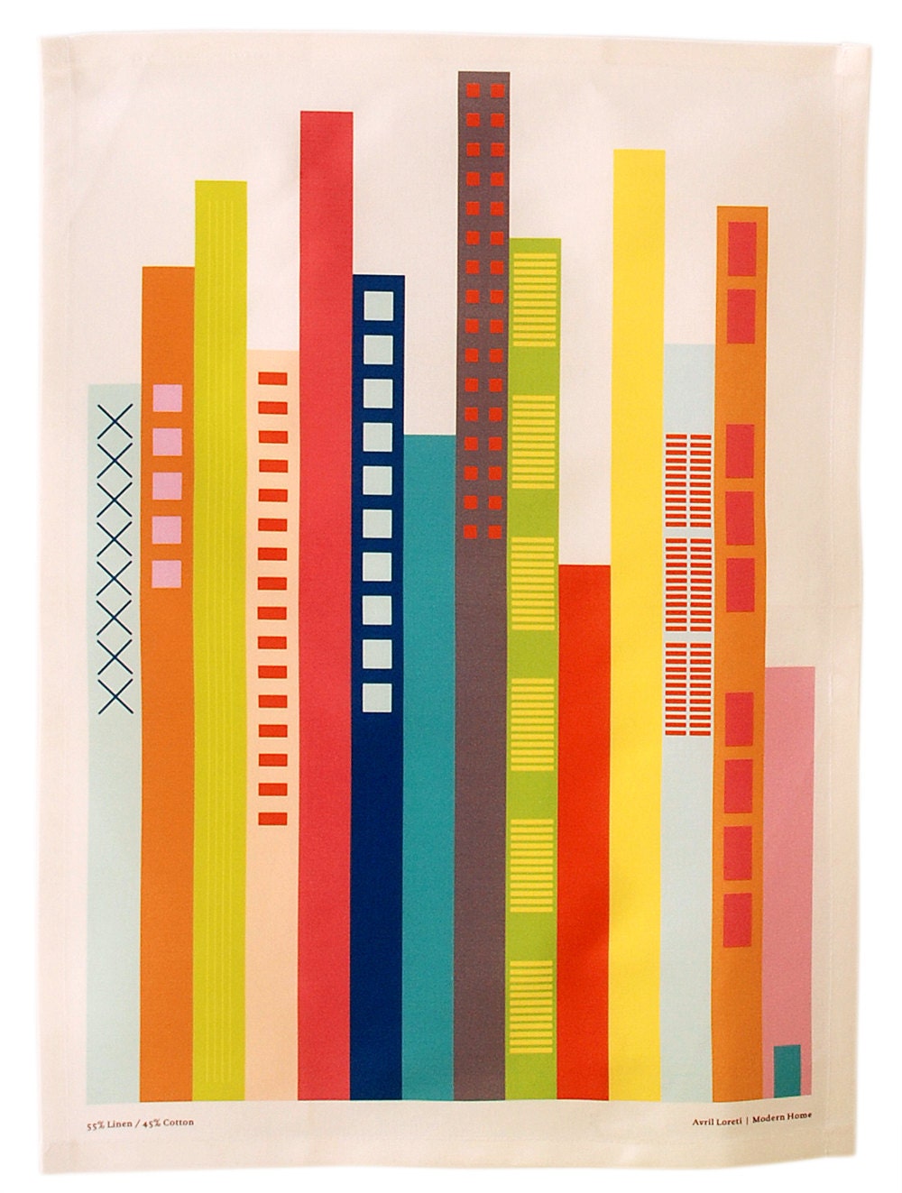 Cityscape Tea Towel - linen cotton multicolor skyscraper art