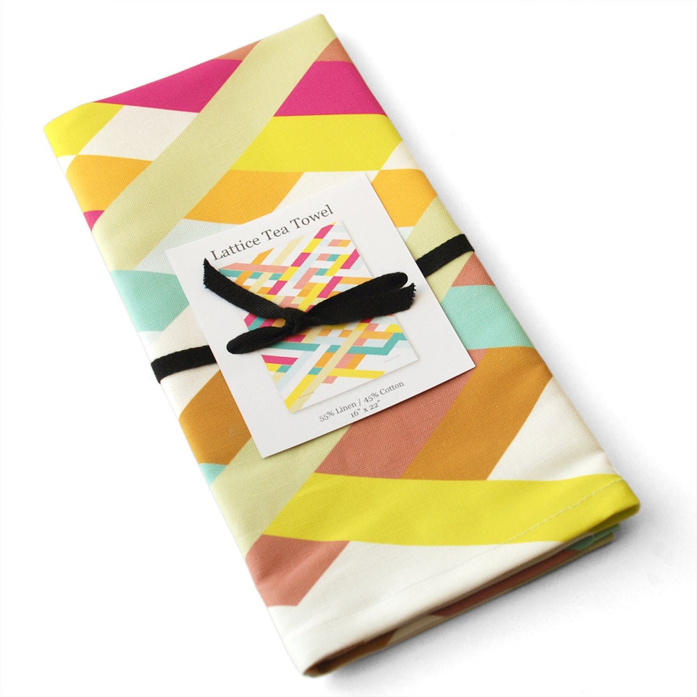 Latticework Tea Towel - linen cotton everyday art