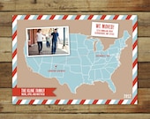 Map photo moving announcement, customized with your location