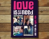 Valentine's Day Card - love is all you need - purple and pink