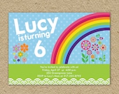 rainbow birthday party invitation - modern rainbow birthday theme