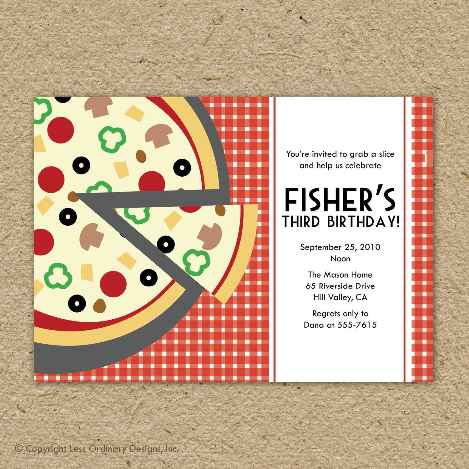 birthday pizza party invitation  - pizza pizza