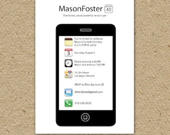 iphone birthday party invitation . . . call me