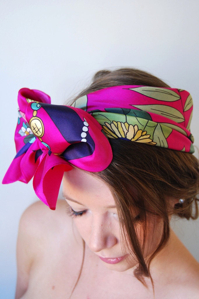 Fuchsia Floral Silk Scarf