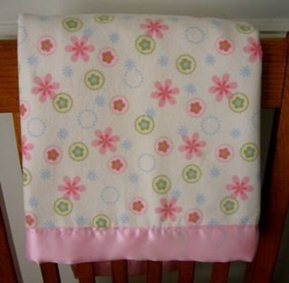 Baby Girl  Blanket in Pink Floral Cotton Flannel
