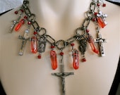 Statement Necklace -The Blood of the Lamb ,crucifix Necklace, OOAK, Steampunk jewellery, luxe, fine jewelry, steam punk Steampunk jewelry