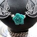Teal Roses and Tattoo Swallow Necklace