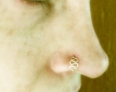 Wave 14K Yellow or Rose Gold Filled Nose Stud Ring / Free US Shipping