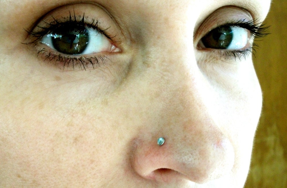 Blue Topaz  Sterling Silver Nose Stud / Free US Shipping