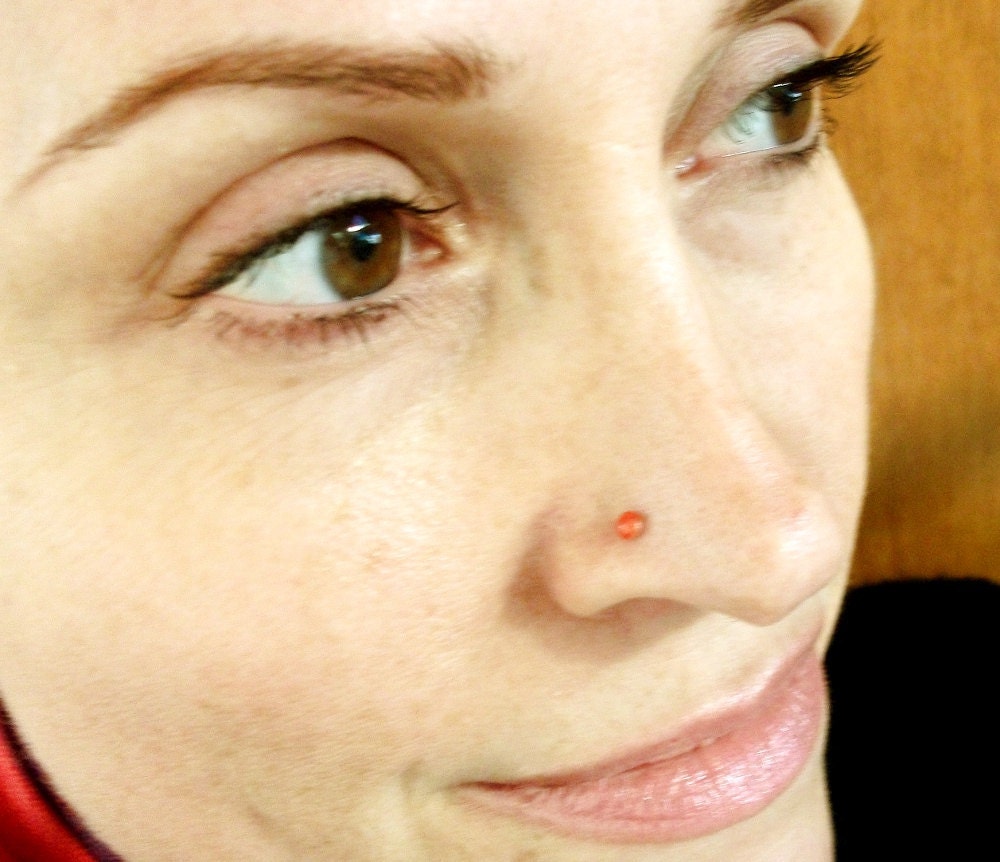 Coral Sterling Silver Nose Stud / Free US Shipping