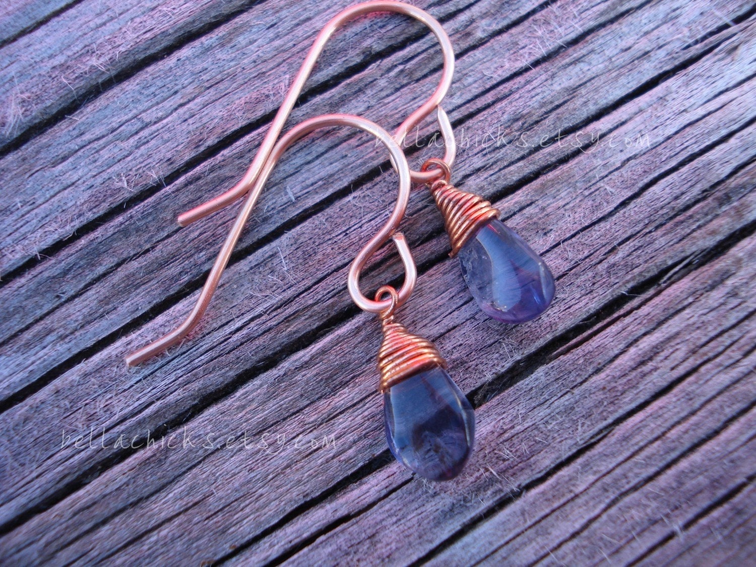 Lolite wire wrapped gemstone earrings