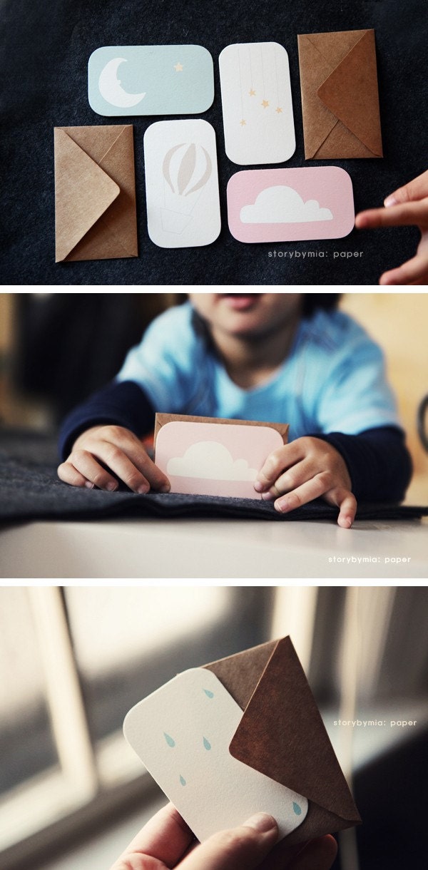 12 mini flat cards - in the sky