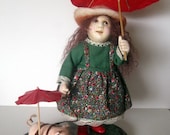 Girl and Pig  OOAK  fantasy art doll sculpture whimsical mixed media