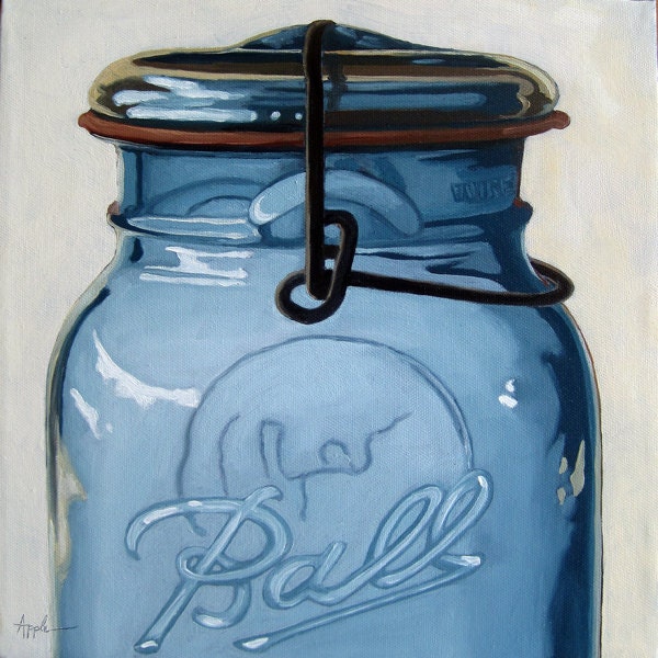 OLD BALL JAR - realistic still life print from my original oil painting