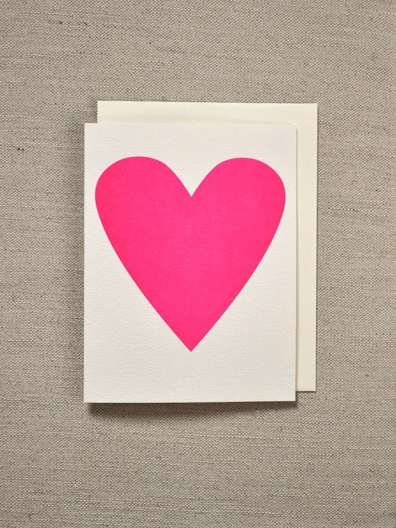 Neon Pink Heart Card
