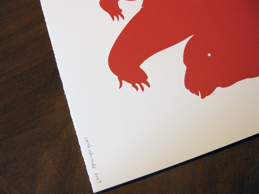 Large Print - Red Bear Screen Print