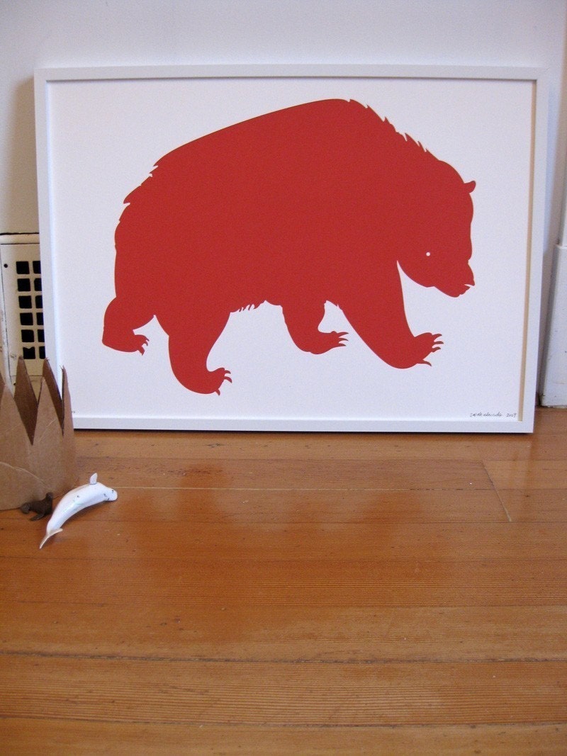 Large Print - Red Bear Screen Print