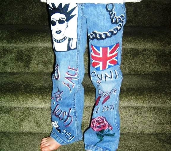 British Punk Style Hand-Painted Jeans - Union Jack - Custom-Made - Girls or Boys - All Sizes Available