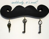 The HALF PINT Mustache Key Hook in BLACK