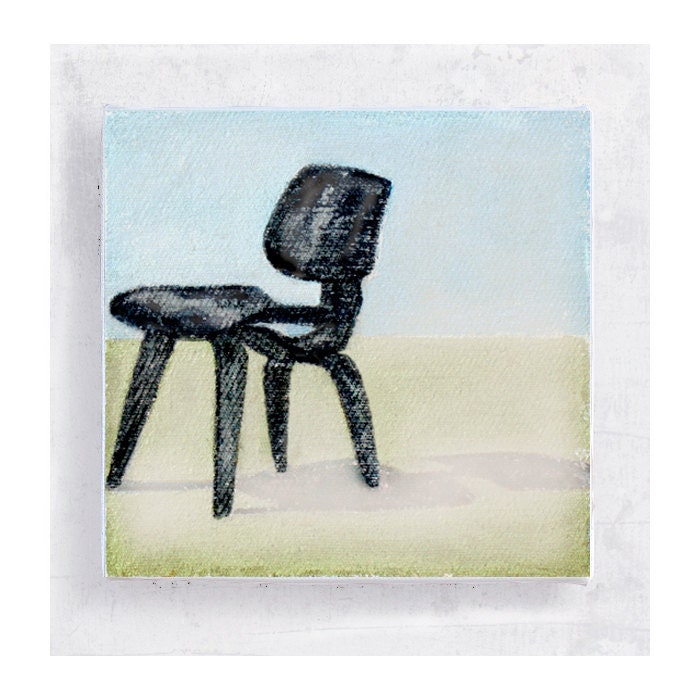 Eames Low Wood Chair on 5x5 Canvas Print  Block - Chair Of The Century -  Designer Furniture Still Life - Wall Art - Home Decor